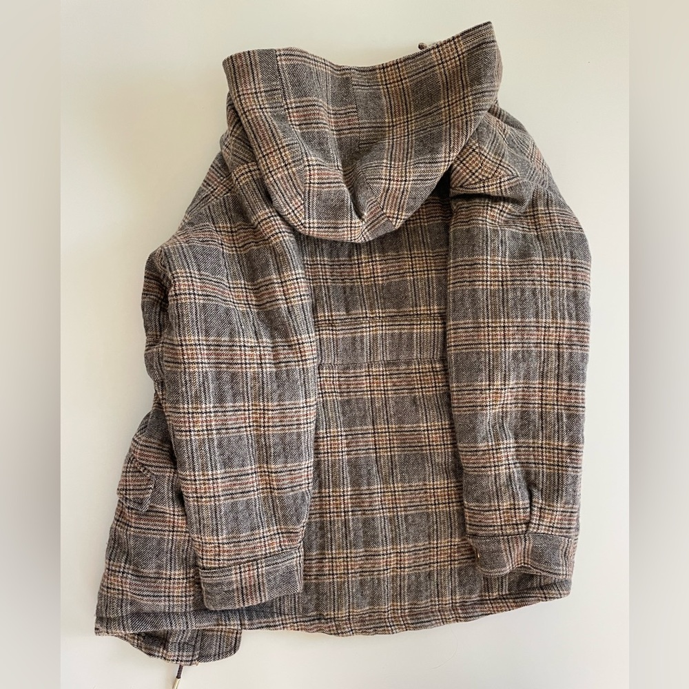 ba&sh Cox Marron Lady Coat Hooded Size 2 Us 8 Plaid Belted Wool blend - Picture 13 of 13